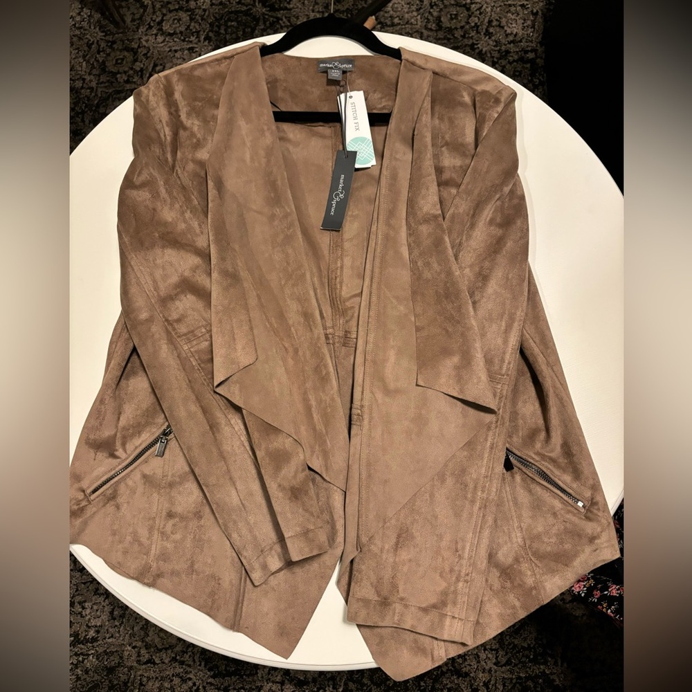 Wally Faux Suede Drape Jacket (Stitch Fix)
